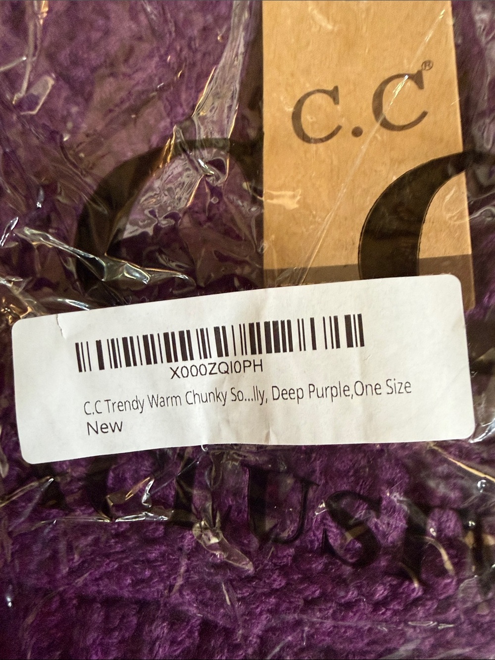 NWT!  C.C Deep Purple Ribbed Beanie - Picture 3 of 6
